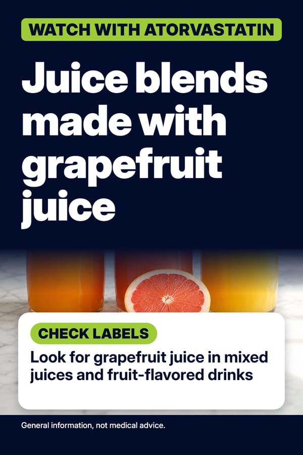 Pin titled juice blends made with grapefruit juice, over three glass carafes of orange, pink and yellow fruit juice