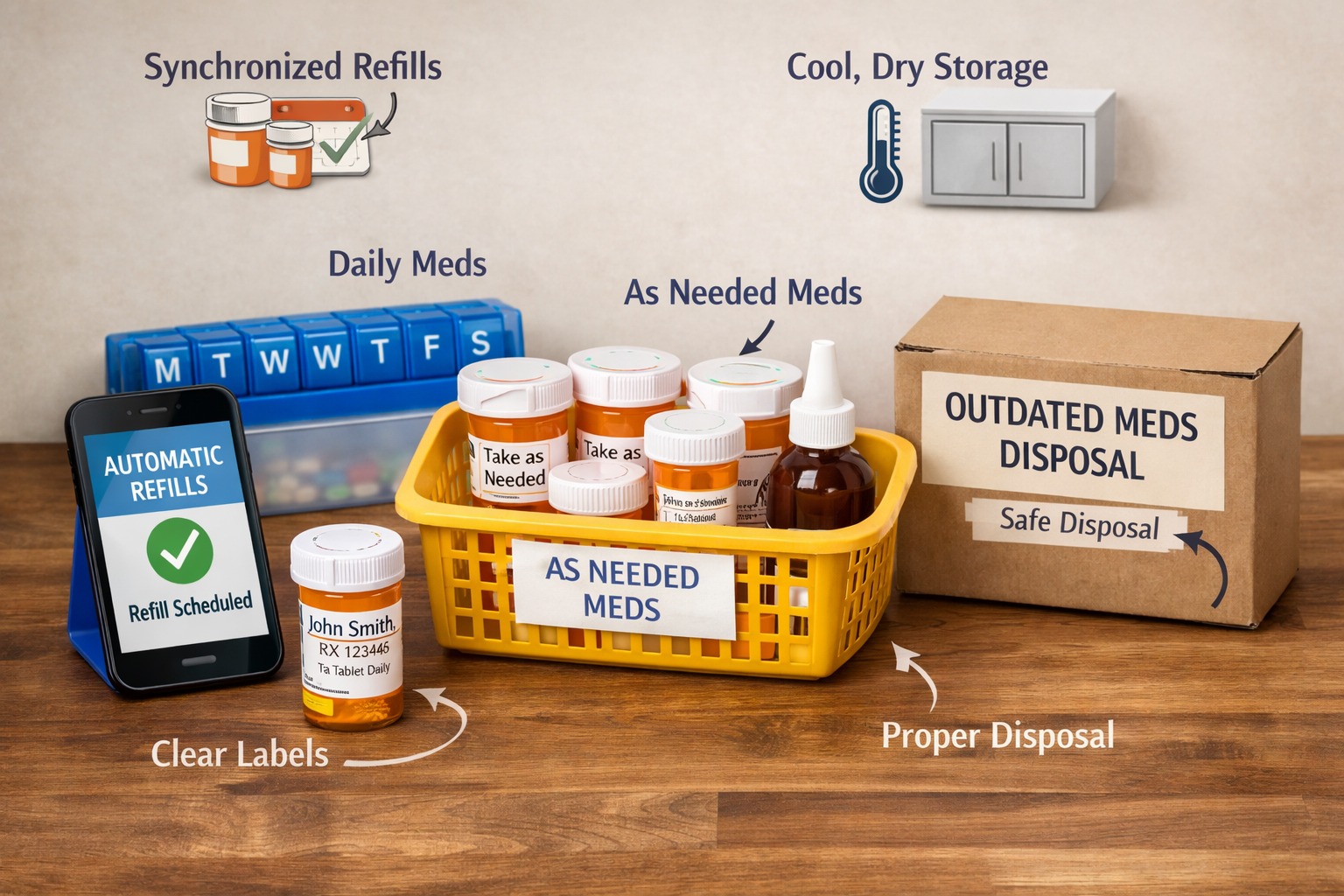 organizing refills and storage